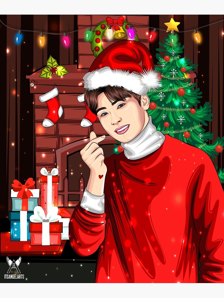 Cha Eun Woo Christmas Art Greeting Card