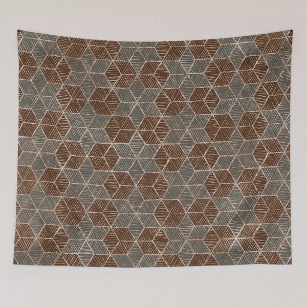 Item preview, Hexastar Hand Drawn Pattern - Grey & Brown designed and sold by Jana Šlesaríková.