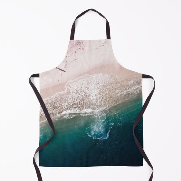 Item preview, Aerial Ocean Walk - Beach Print - Pink Sand - Crashing Waves - Sea Travel photography designed and sold by Ingrid Beddoes Photography.