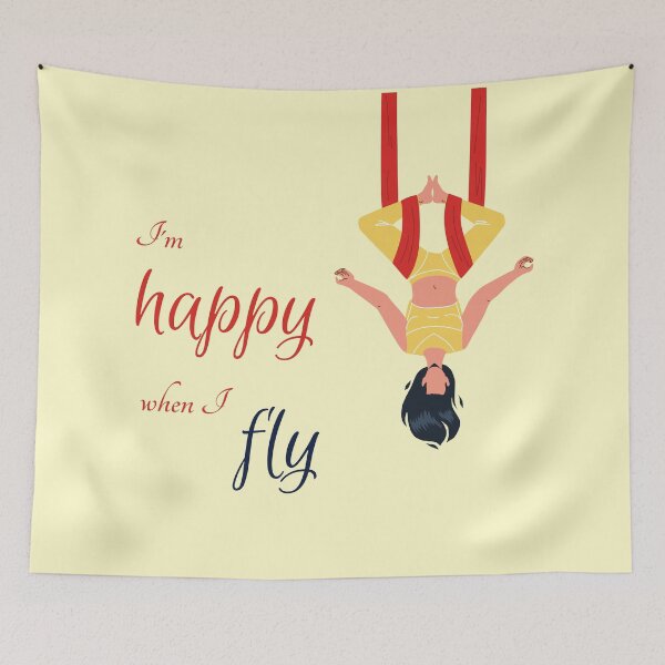 Item preview, I'm happy when I fly, Antigravity Yoga print designed and sold by trendingatees.