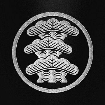 Three-story Pine Tree Tilting to Left in a circle - Japanese Clan hot Crest - Silver Kamon Tie tack / Lapel pin