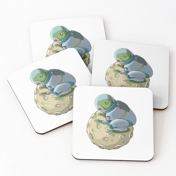 Item preview, Frog astronaut sitting on the moon illustration designed and sold by kanvasdesign.