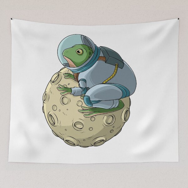 Item preview, Frog astronaut sitting on the moon illustration designed and sold by kanvasdesign.