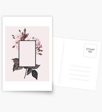 Pink Rectangle Flowers Postcards