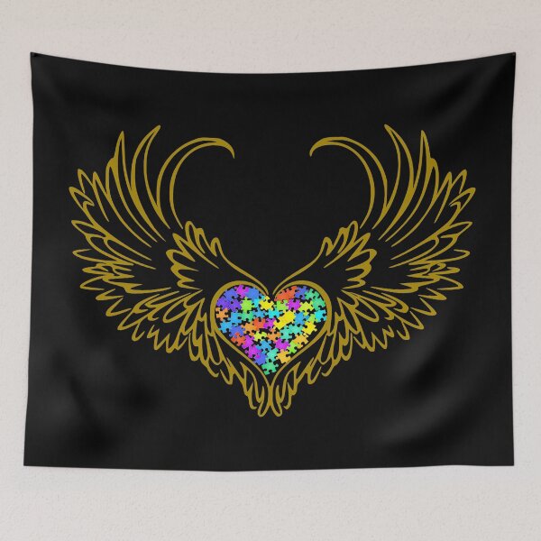 Item preview, Autism Puzzled Heart Angel Wings #7 designed and sold by Hypnotees.