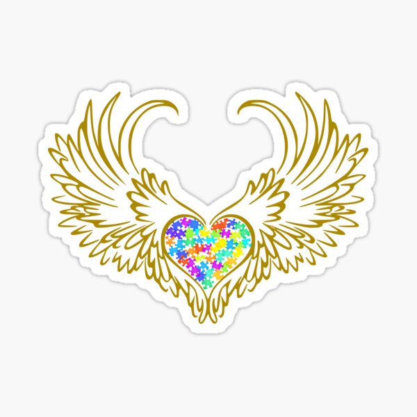 Winged Heart Stickers, Pink Flying Angel Heart With Wings Laptop