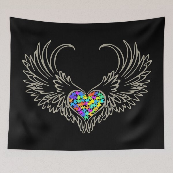 Item preview, Autism Puzzled Heart Angel Wings #8 designed and sold by Hypnotees.