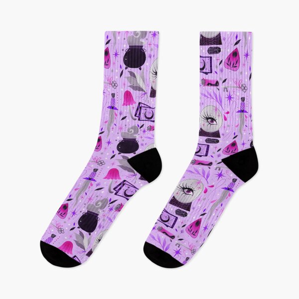 Item preview, Colorful Witch craft pattern pink/ purple background  designed and sold by Texdoodles.