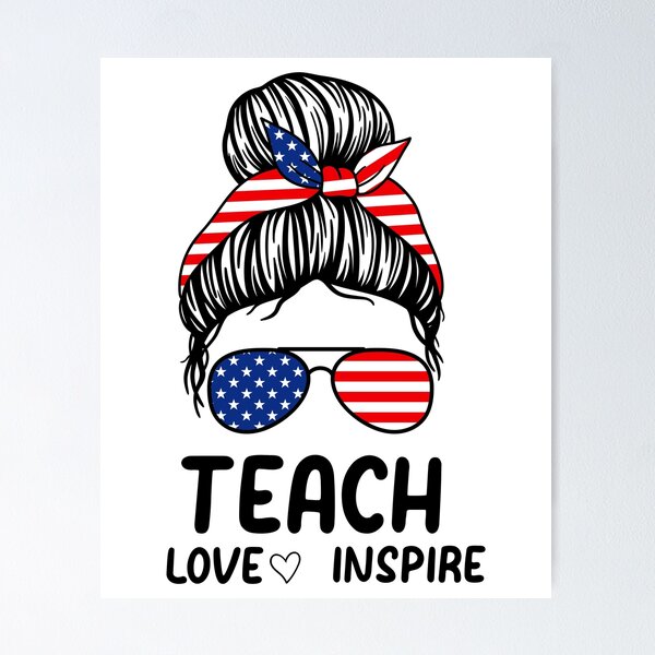 Teach Love Inspire straw topper teacher school