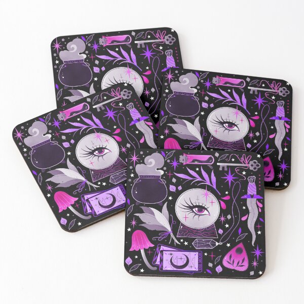 Item preview, Copy of Colorful Witch craft pattern black background  designed and sold by Texdoodles.