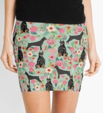 Doberman Pinscher florals perfect gift for doberman owner dog breed art print custom pet friendly designs Mini Skirt