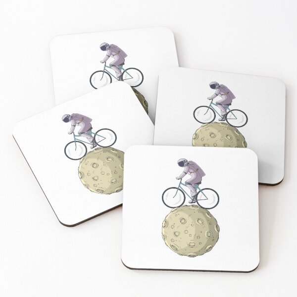 Item preview, Cartoon astronaut riding bicycle on the moon designed and sold by kanvasdesign.
