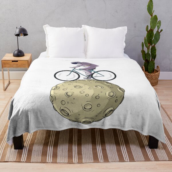 Item preview, Cartoon astronaut riding bicycle on the moon designed and sold by kanvasdesign.