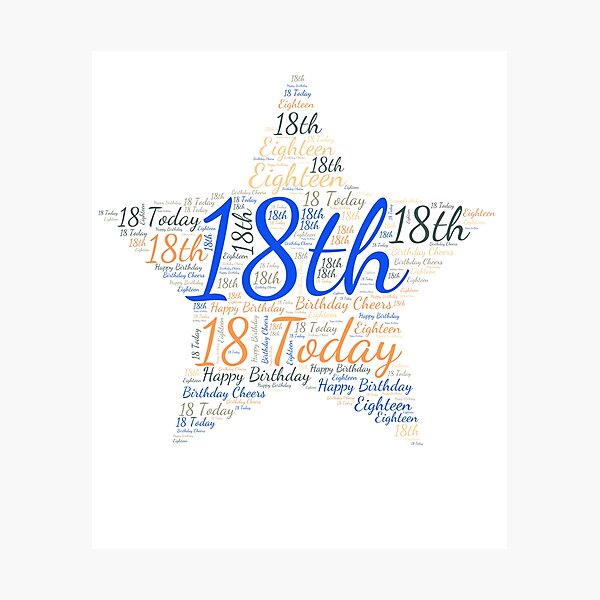Item preview, Happy 18th Birthday Word Art Star designed and sold by fra02.