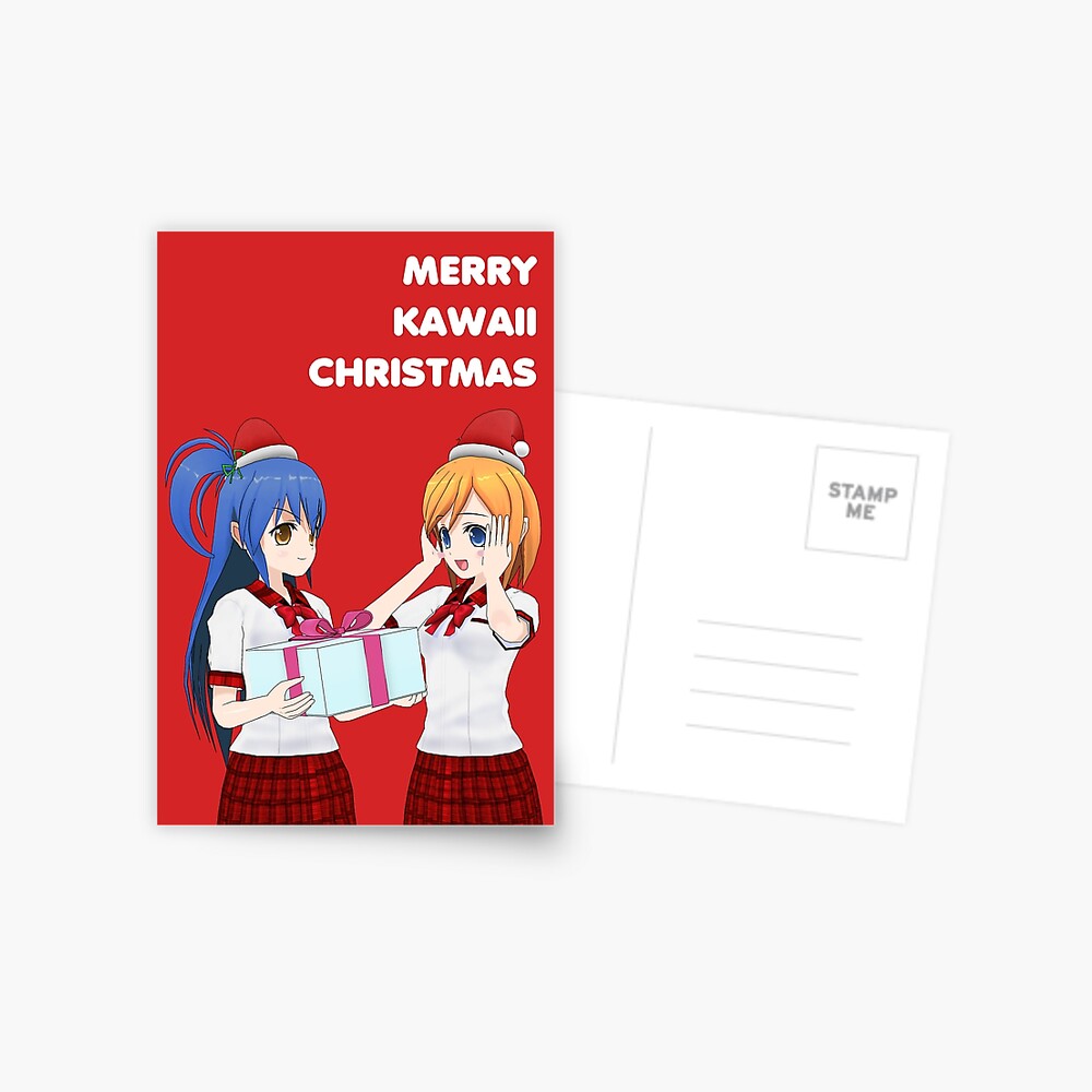 Tarjetas De Felicitacion Kawaiikochans Feliz Navidad Kawaii De Kawaiikochans Redbubble