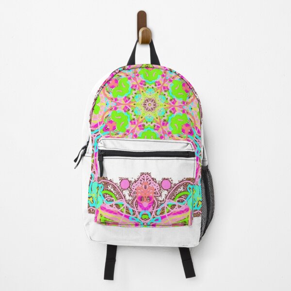 Item preview, ֎ SUNDALA ֍ Scribbles ~*Rose Chakra*~ Retro Boho ~ Mandala Medallion Kaleidoscope Sacred Geometry~colorful pink green aqua brown tones designed and sold by Spinning Plates 360.