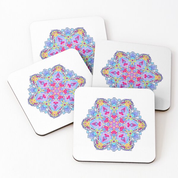 Item preview, ֎ SUNDALA ֍ Scribbles ~*Colorful Chakra*~ Retro Boho  ~ Mandala Medallion Kaleidoscope Sacred Geometry~bright blue navy green aqua red pink yellowtones designed and sold by Spinning Plates 360.
