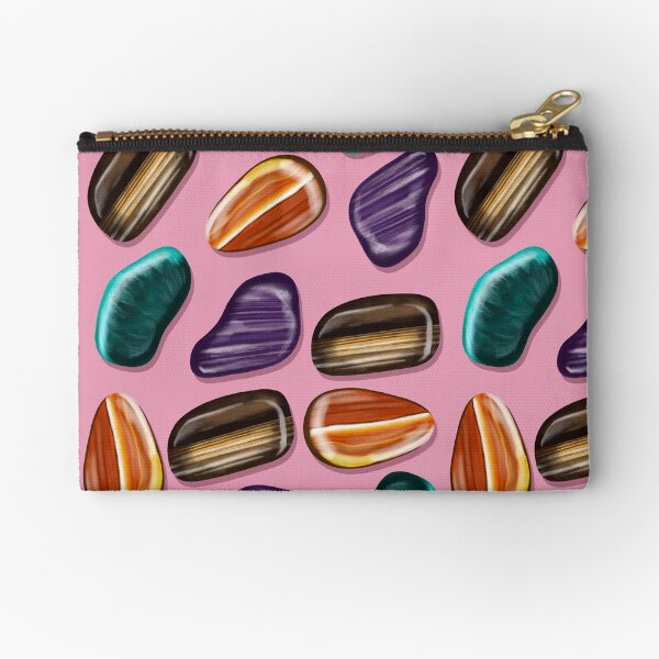 You’re a Gem, Gemstones Pattern on Pink Zipper Pouch