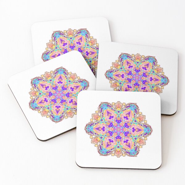 Item preview, ֎ SUNDALA ֍ Scribbles ~*Peach Chakra*~ Retro Boho  ~ Mandala Medallion Kaleidoscope Sacred Geometry~colorful yellow orange purple blue aqua brown tones designed and sold by Spinning Plates 360.