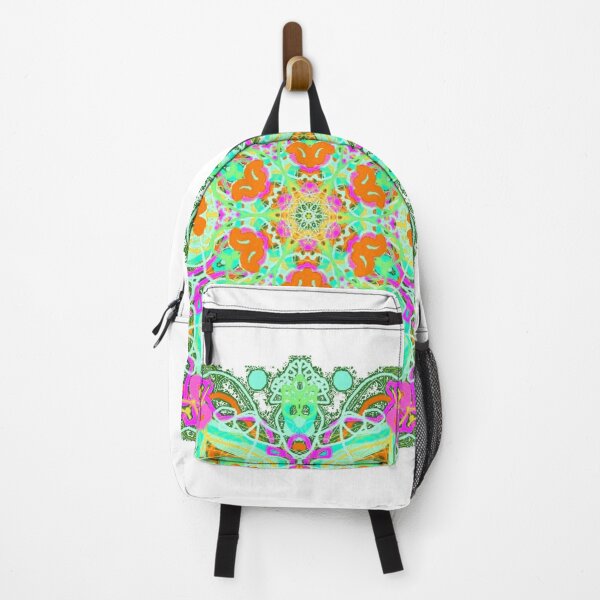 Item preview, ֎ SUNDALA ֍ Scribbles ~*Mint Chakra*~ Retro Boho ~ Mandala Medallion Kaleidoscope Sacred Geometry~colorful magenta pink orange green seafoam tones designed and sold by Spinning Plates 360.