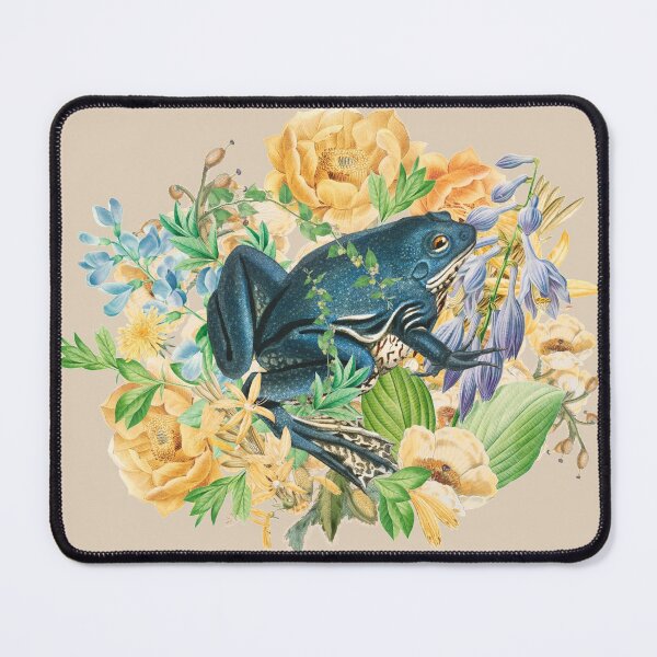 Item preview, Beautiful Vintage Illustrated Blue Frog With Yellow And Blue Flowers designed and sold by TrulyEpoque.