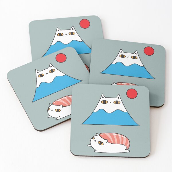 Item preview, Mount Fuji and Sushi Japanese White Cat designed and sold by OloriHeritage.