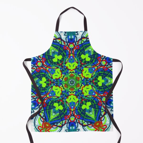 Item preview, ֎ SUNDALA ֍ Scribbles ~*Teal Chakra*~ Retro Boho ~ Mandala Medallion Kaleidoscope Sacred Geometry~colorful blue navy sea green turquoise aqua seafoam orange tones designed and sold by Spinning Plates 360.