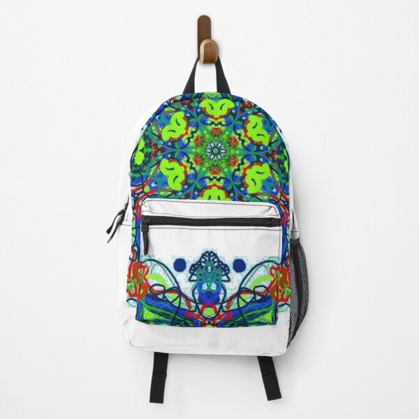 Item preview, ֎ SUNDALA ֍ Scribbles ~*Teal Chakra*~ Retro Boho ~ Mandala Medallion Kaleidoscope Sacred Geometry~colorful blue navy sea green turquoise aqua seafoam orange tones designed and sold by Spinning Plates 360.