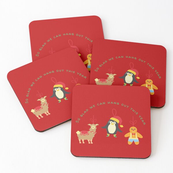 Item preview, Let's Hang Out This Christmas (Gingerbread Man, Llama and Penguin) designed and sold by baldbird.