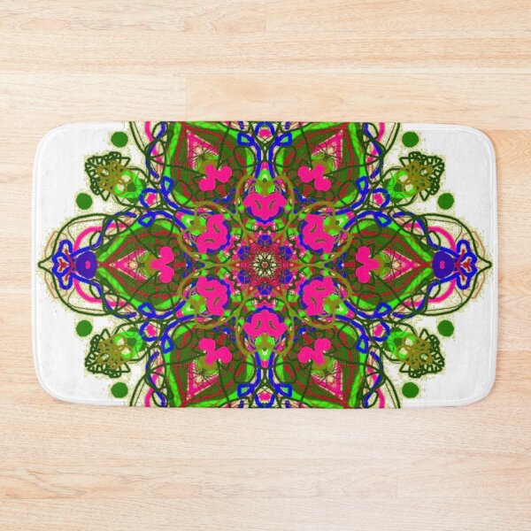 Item preview, ֎ SUNDALA ֍ Scribbles ~*Kiwi Chakra*~ Retro Boho ~ Mandala Medallion Kaleidoscope Sacred Geometry~colorful yellow green pink blue  tones designed and sold by Spinning Plates 360.