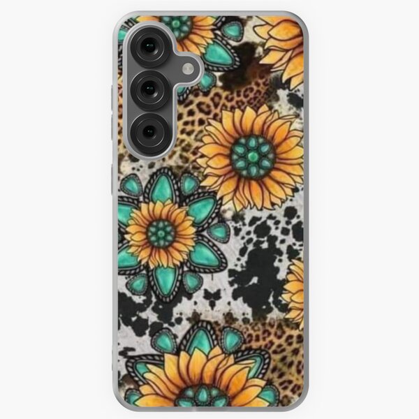 Sunflower Turquoise Cow Print Samsung Galaxy Soft Case
