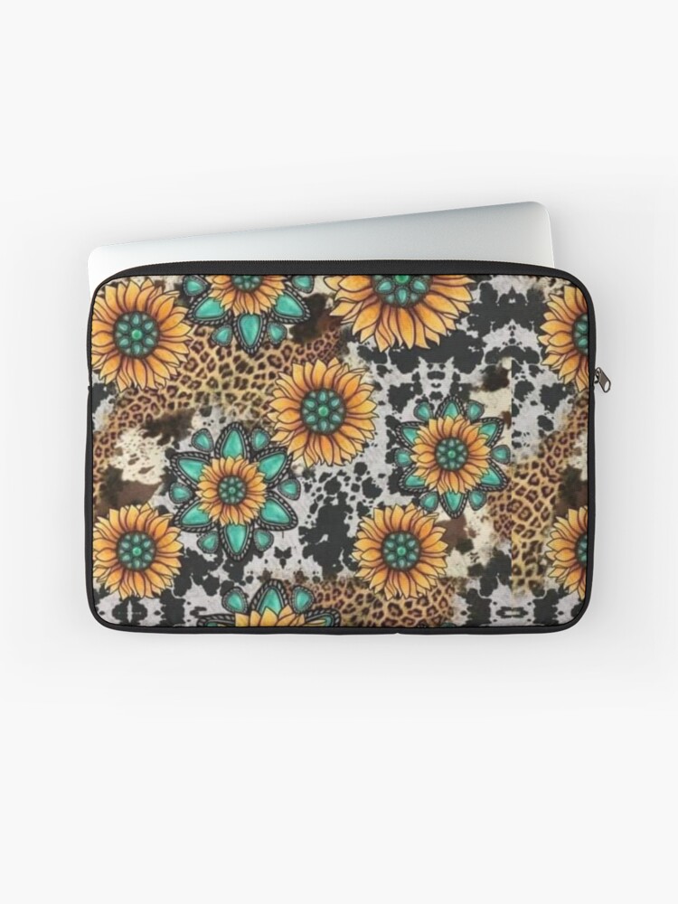 Sunflower Turquoise Cow Print Laptop Sleeve for Sale by Dana Burke Redbubble