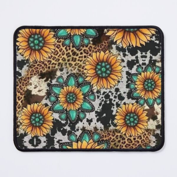 Item preview, Sunflower Turquoise Cow Print  designed and sold by Dana  Burke.
