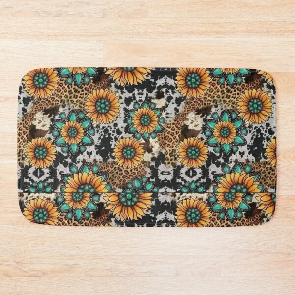 Item preview, Sunflower Turquoise Cow Print  designed and sold by Dana  Burke.