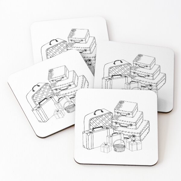 Item preview, Black sketch of suitcases and bags.on white background designed and sold by IrinaGuArt.