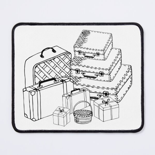 Item preview, Black sketch of suitcases and bags.on white background designed and sold by IrinaGuArt.