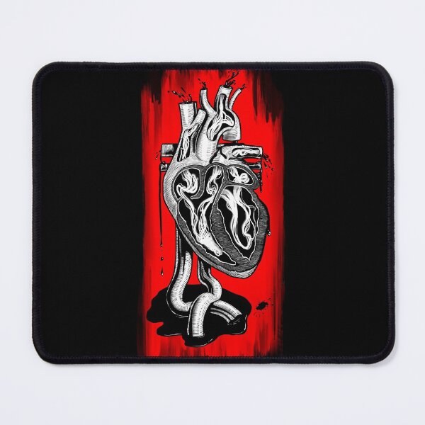 Item preview, Vessel- Anatomical heart (monochromatic illustration on black and red) designed and sold by Anicatattoos.
