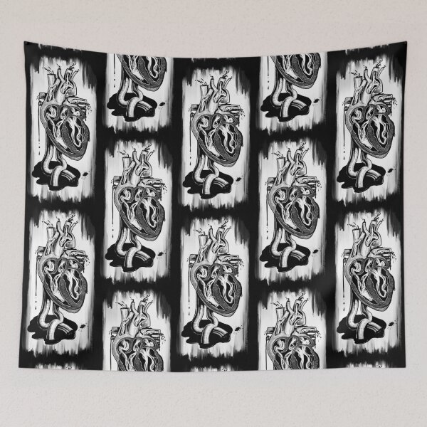 Item preview, Vessel- anatomical heart (monochromatic illustration on black) designed and sold by Anicatattoos.