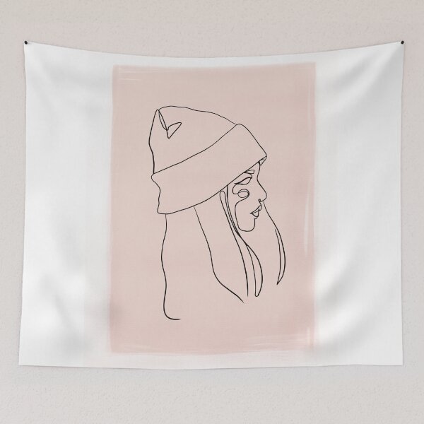 Item preview, Female With Beanie Aesthetic One Line Art Simple Drawing designed and sold by JooArtPrints  ★★★★★.