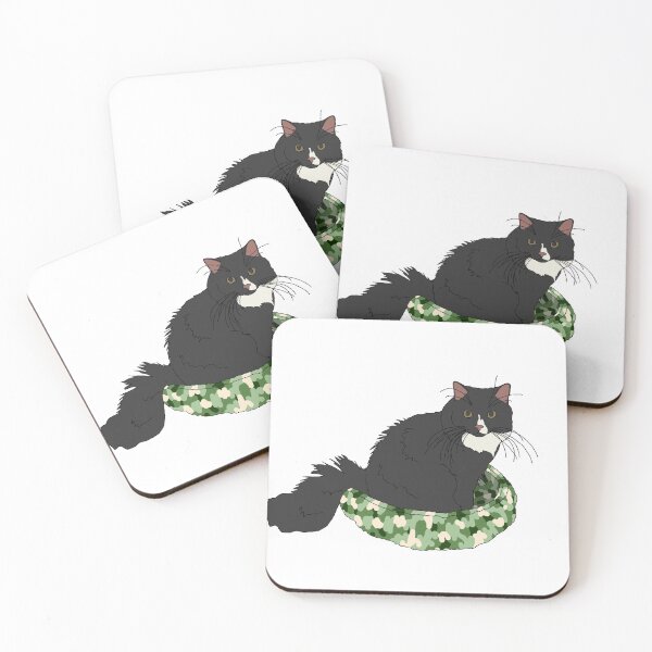 Item preview, Cat in Green Bed (Black and White) designed and sold by nklange240.