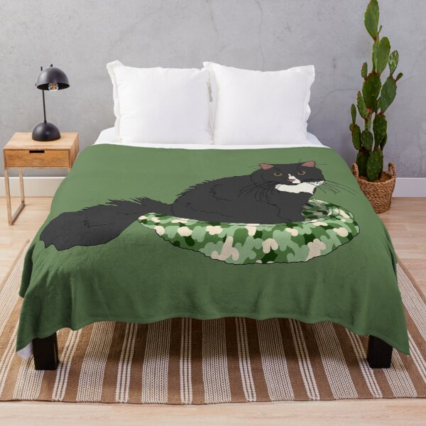Item preview, Cat in Green Bed (Black and White) designed and sold by nklange240.
