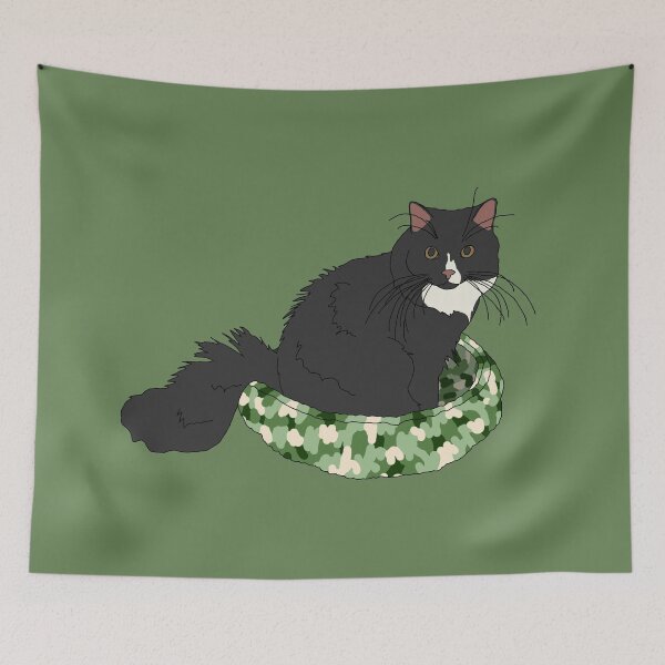 Item preview, Cat in Green Bed (Black and White) designed and sold by nklange240.