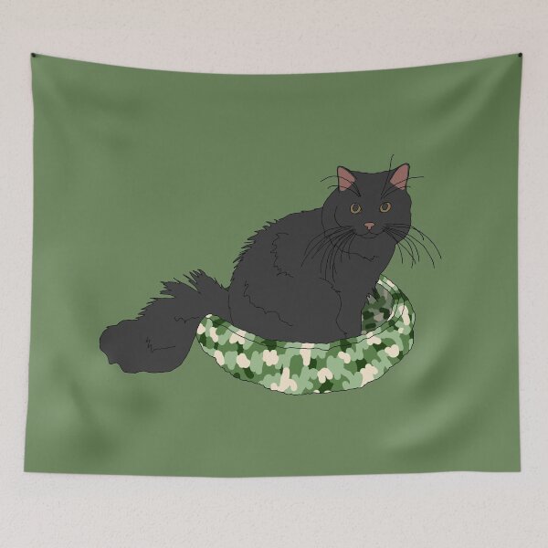 Item preview, Cat in Green Bed (Black) designed and sold by nklange240.