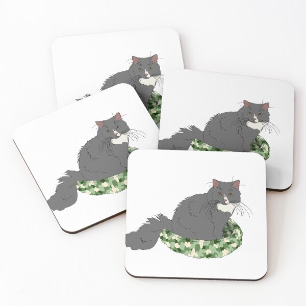 Item preview, Cat in Green Bed (Grey and White) designed and sold by nklange240.