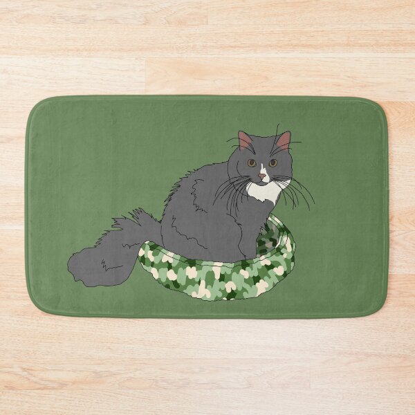 Item preview, Cat in Green Bed (Grey and White) designed and sold by nklange240.