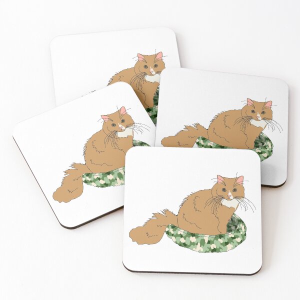 Item preview, Cat in Green Bed (Orange and White) designed and sold by nklange240.