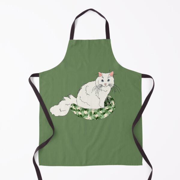 Item preview, Cat in Green Bed (White with Blue Eyes) designed and sold by nklange240.