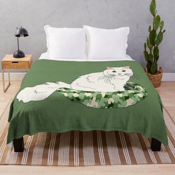 Item preview, Cat in Green Bed (White) designed and sold by nklange240.