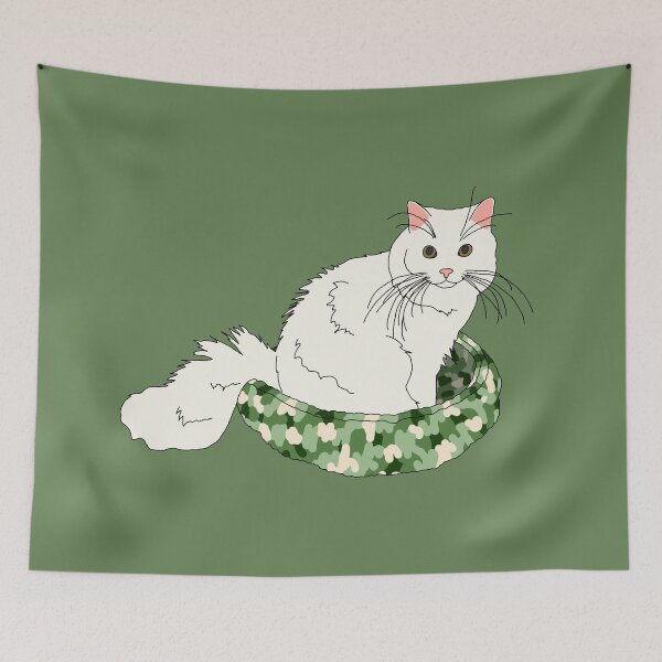 Item preview, Cat in Green Bed (White) designed and sold by nklange240.