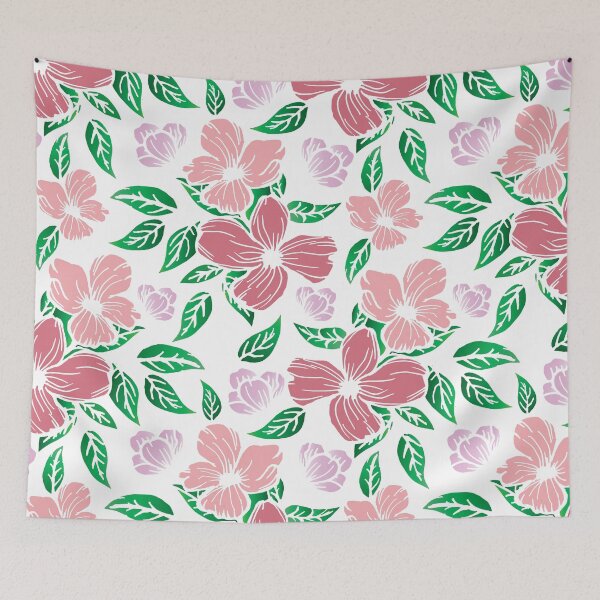 Item preview, Pink and purple daisy flowers pattern - Flourish pink spring flowering vintage designed and sold by Alice-Elgawi.